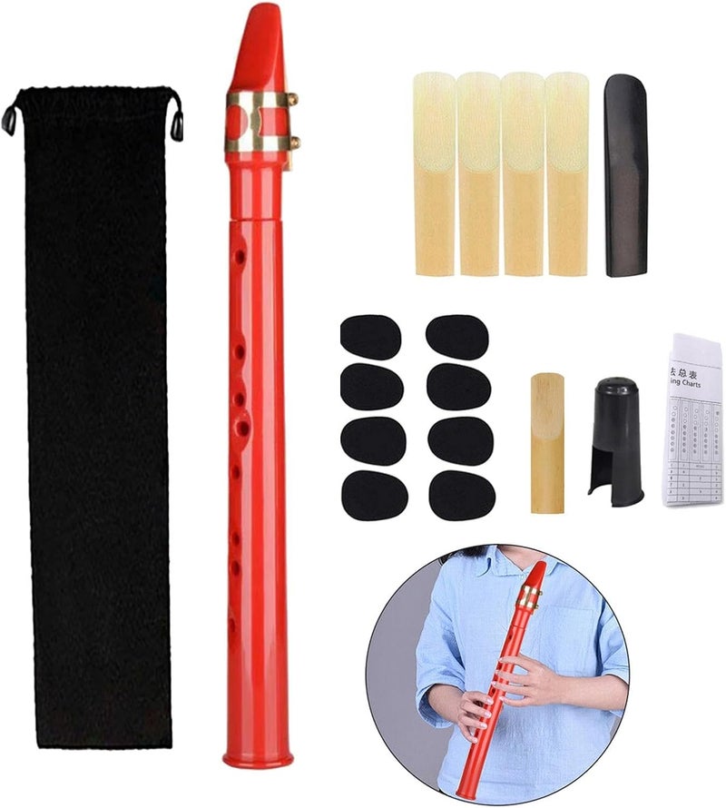 Aymzbd Mini Pocket Saxophone C Key, Easy to Play Portable Compact Woodwind Instrument for Beginners/Kids/Amateurs, Music Lovers/Instrument Players - Red - Image 4